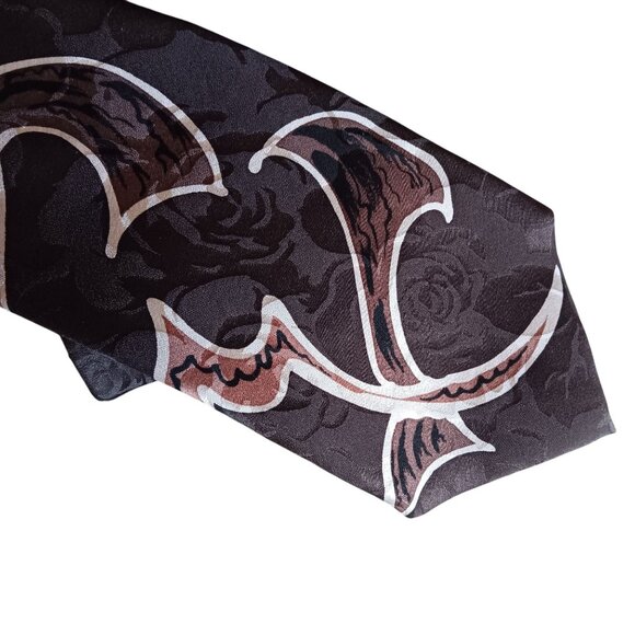 Burma Bibas repro Vintage 1926 Floral Abstract Brown Silk Tie Deco Print - Picture 2 of 4
